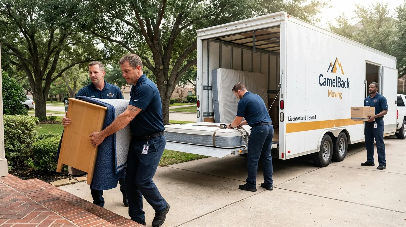 Crew loading residential truck for cross-state move from Nooksack, WA