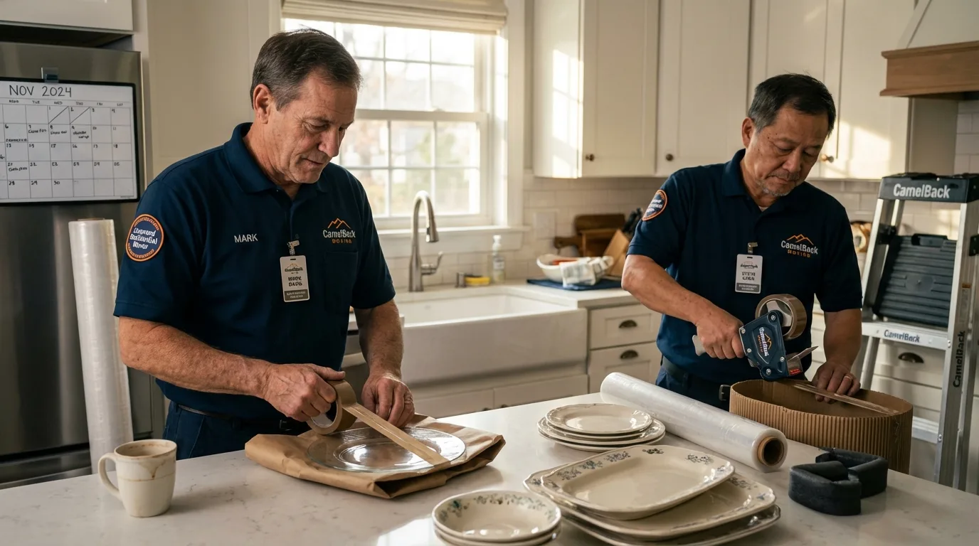 Professional crew packing kitchen dishware in Nooksack, WA